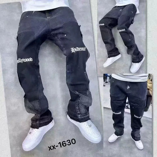 Men's Vintage Distressed Bell Bottom Workwear Jeans