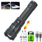 Leistungsstarke LED-Taschenlampen 300000LM Taktische Taschenlampe mit Displaylicht USB-Ladefunktion Camping Angeln Verteidigung Zoom-Laterne