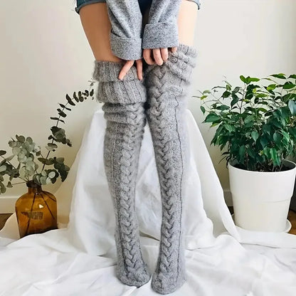 Women's Twist Knit Over-Knee Leg Warmers – Wool Socks
