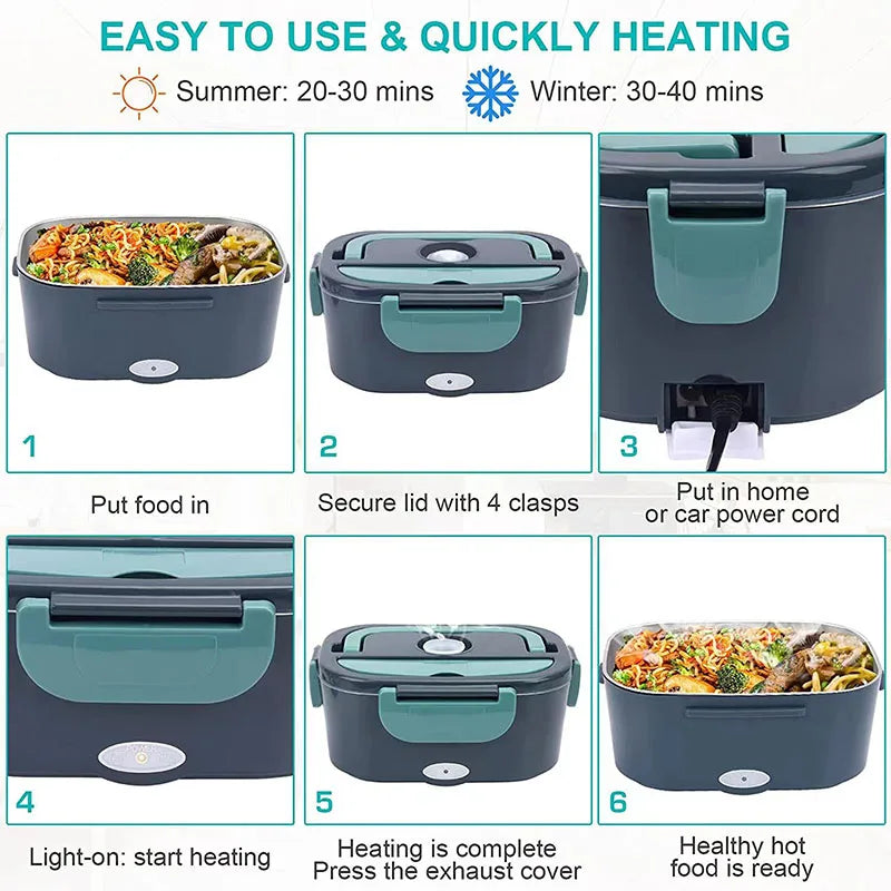60W Electric Lunch Box Food Warmer 1.5L Car Home