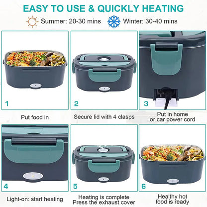 60W Electric Lunch Box Food Warmer 1.5L Car Home