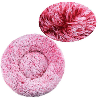 40-90cm Rundes Haustierbett für große Hunde Super Weiches Katzenbett Langes Plüsch Hundebett für mittlere Hunde Winter Warmes Schlafplatz