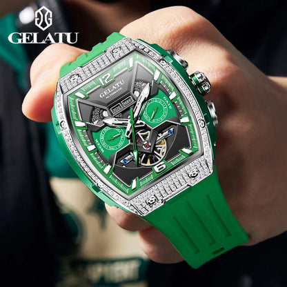 GELATU Skeleton Automatic Watch – Silicone Dual Calendar