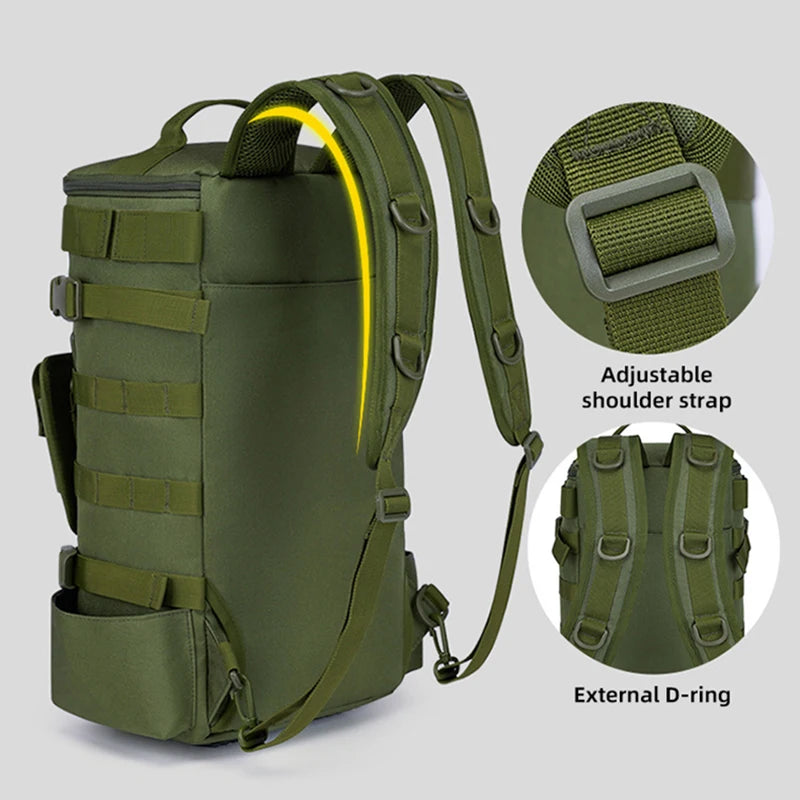 Taktischer Angelrucksack, Gerätetasche mit Rutenhaltern, Angelausrüstung, Molle, Camping, Wandern, Multifunktionale Outdoor-Tasche