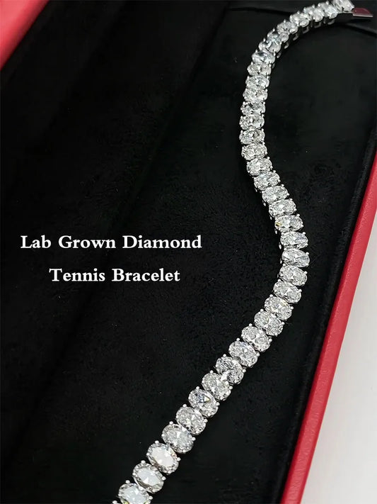 Lab Grown Diamond Tennis Bracelet on a black background