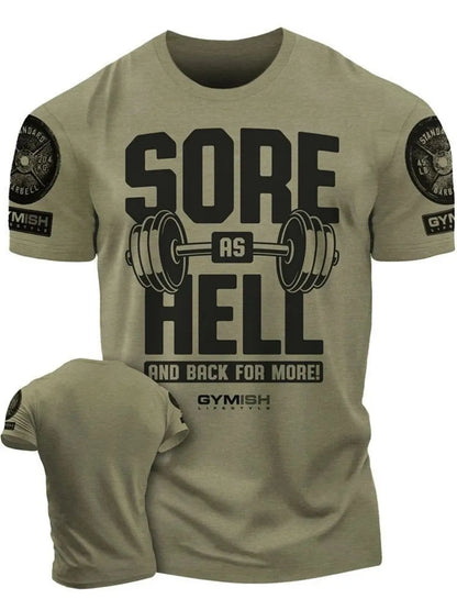 Summer new Adrenaline Power Workoout gym men's breathable round neck T-shirt high-quality letter printed casual top