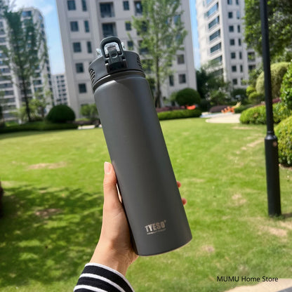TYESO 600/750ML Thermosflasche mit Strohhalm Edelstahl Auto Thermobecher Sport Wasserflaschen Hält Kalt und Warm Thermobeker