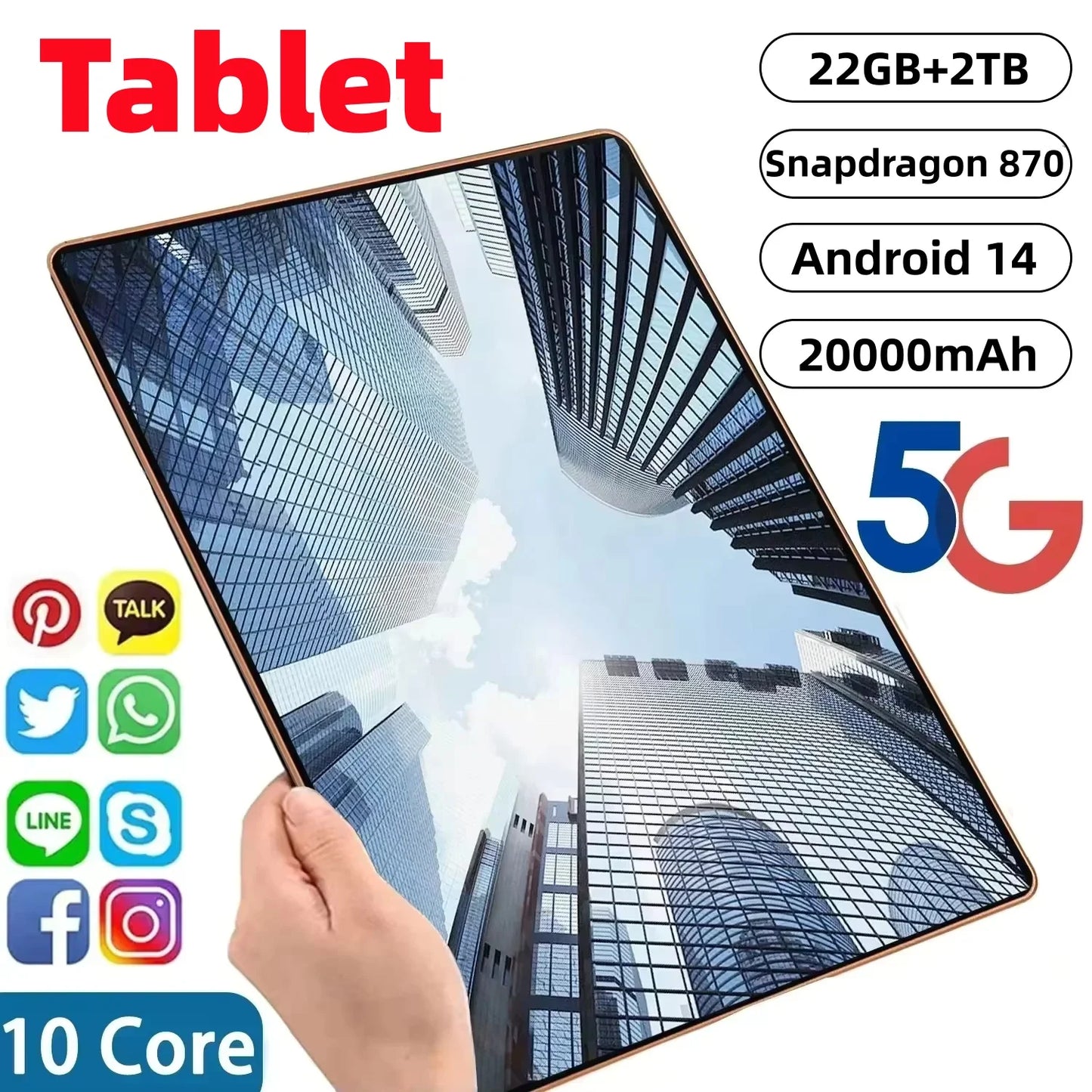 Pad 15 Pro Android 14 Tablet 22GB 2TB 5G Snapdragon 870