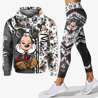 Customized Name Mickey Hoodie Women Hoodie Set Mickey Yoga Pants Sweatpants Women Disney Yoga Hoodie Leggings Fashion Sportswear