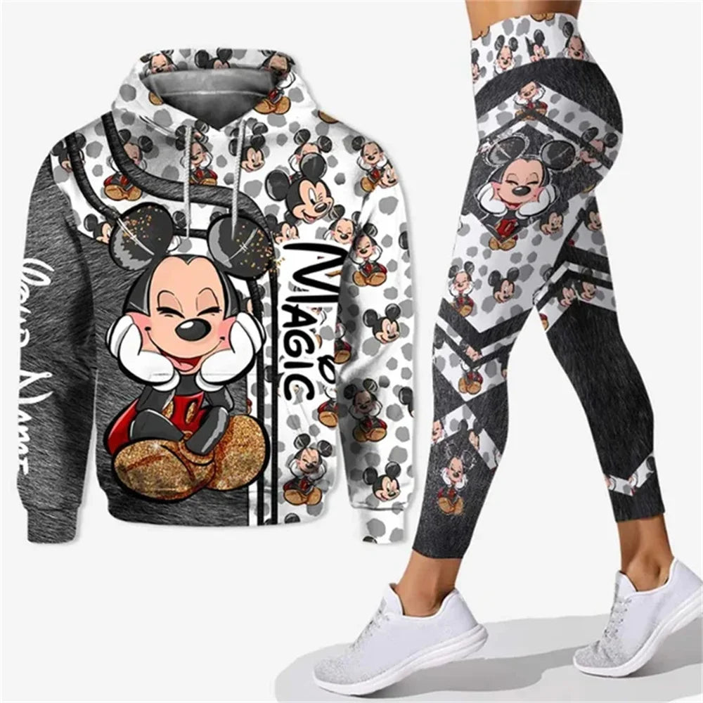 Customized Name Mickey Hoodie Women Hoodie Set Mickey Yoga Pants Sweatpants Women Disney Yoga Hoodie Leggings Fashion Sportswear