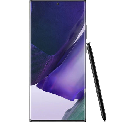 Smartphone with stylus on a white background