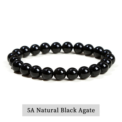 JD Natural Stone Beads Bracelet Amethyst Tiger Eye Crystal Quartz Agate Gem Beads Bangles Women Men Reiki Healling Jewelry Gift