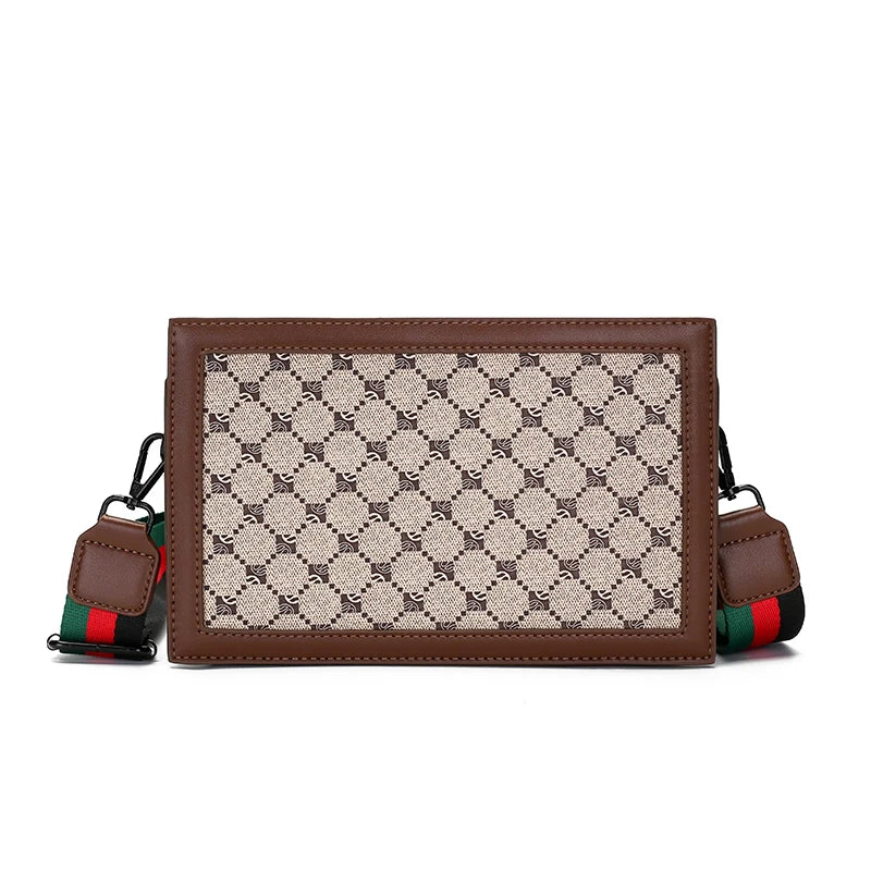 Hochwertige Herren Umhängetasche Stylische kleine quadratische Tasche Minimalistische karierte leichte Business Crossbody Bag Lässige Street Sling Bag