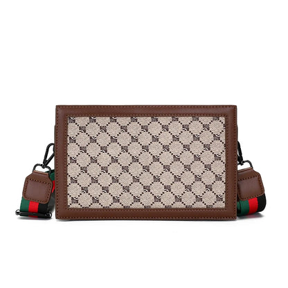 Hochwertige Herren Umhängetasche Stylische kleine quadratische Tasche Minimalistische karierte leichte Business Crossbody Bag Lässige Street Sling Bag