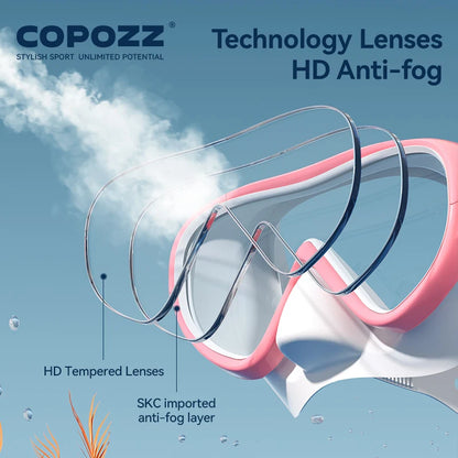 COPOZZ Professional  Diving Mask Full Vision Mask Underwater Snorkel Mask Set Swimming Snorkel HD Anti Fog Diving Equipment