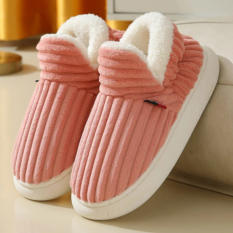 Bebealy Winter Fur Men Slippers Men Shoes Outdoor Nonslip Short Plush Men Slippers Casual Fuzzy House Ankle Men Boots Flat Shoes