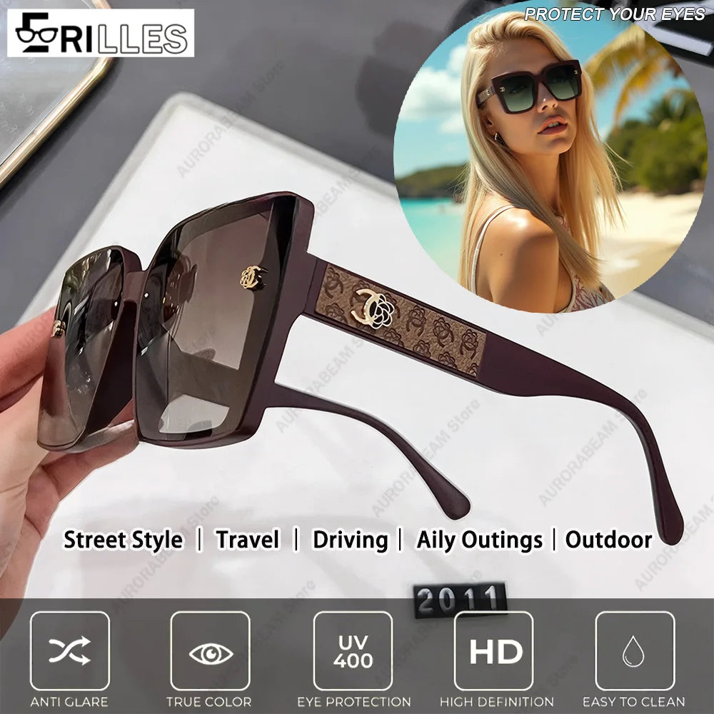 Polarized Oversized Sunglasses Ladies, TAC Lens Anti-Glare, Square Shape UV400, for Street Style and Driving, 2025 New Trendy