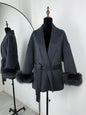 Tossy Fox Fur Wool Overcoat Women's Short Coat Office Lady Elegant Double-sided Woolen Coat 2025 New Cardigan Jackets Loose Wool