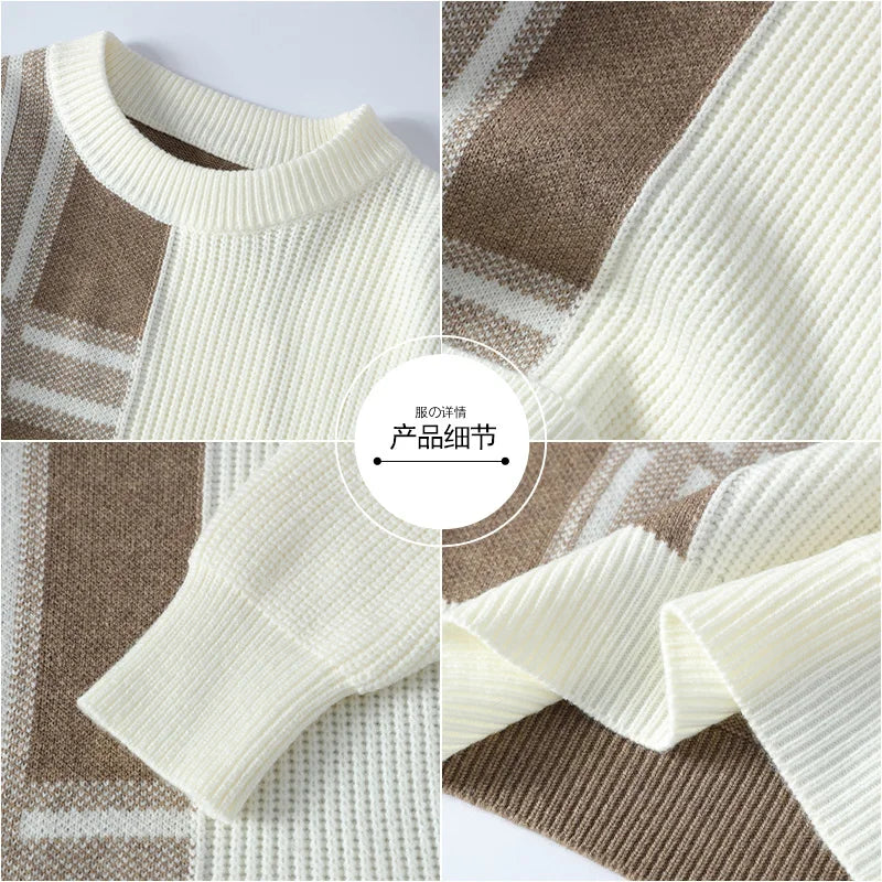2024 Autumn/Winter New Men's Round Neck Knitted Hoodie Sweater High Quality Skin friendly Fashion Versatile Casual Sweater