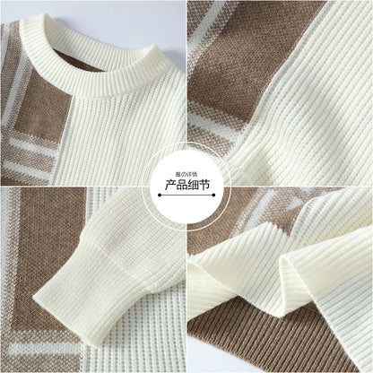 2024 Autumn/Winter New Men's Round Neck Knitted Hoodie Sweater High Quality Skin friendly Fashion Versatile Casual Sweater
