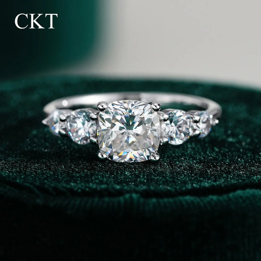 2ct Moissanite Engagement Ring 18K White Gold Princess Radiant Cut