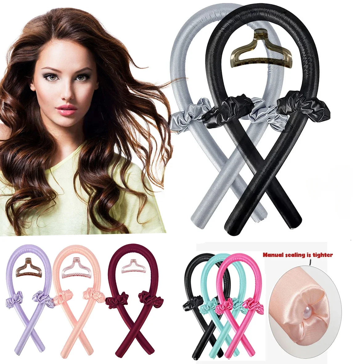 Hitzefreies Lockenstab-Stirnband Ohne Hitze Seidenlockenband Haarwickler Schlafendes Weiches Stirnband Faule Lockenwickler Haarstyling-Tools