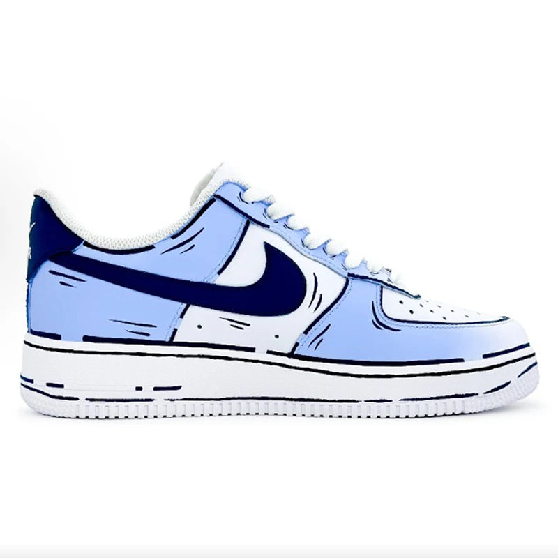 Custom Sneakers Nike Air Force 1 Romantic Dream Comic Style Messy Line Design Couple Matching Shoes Unisex  Skate Shoes