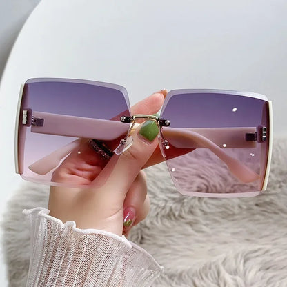 Neue randlose quadratische Sonnenbrille Damen Marken Designer Fashion Sonnenbrille Damen Outdoor Fahrbrille UV400 Oculos De Sol