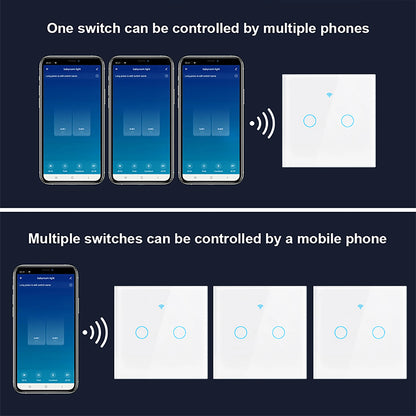 AXUS EU WLAN Smarte Lichtschalter Touch-Schalter RF433 Kein Neutralleiter Smart Home Life Tuya App Steuerung Unterstützt Alexa Google Home