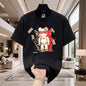 2025 Trendy Brand Summer Society Guy Cartoon Bear Half-sleeved Men's and Women's Silk Cotton Short-sleeved T-shirt Trendy Top
