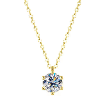 EWYA 1 2 Carat Real Moissanite Pendant Necklace For Women 6 Prong 100% 925 Sterling Silver Wedding Party Bridal Fine Jewelry