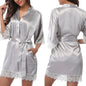 1 Stück Damenunterwäsche Glänzender Morgenmantel Pyjama Eisseide Übergröße Nachthemd Homewear Modetrend