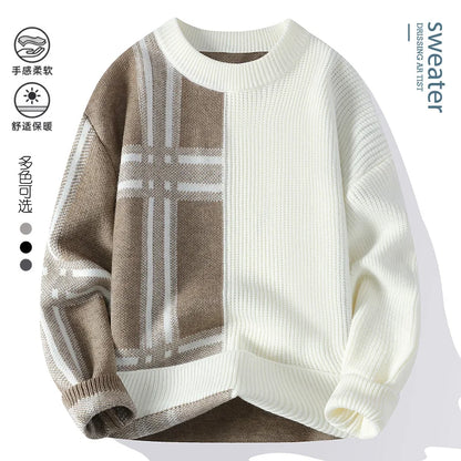 2024 Autumn/Winter New Men's Round Neck Knitted Hoodie Sweater High Quality Skin friendly Fashion Versatile Casual Sweater