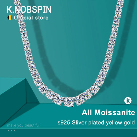 Moissanite Tennis Necklace 925 Silver 18K Gold Plated