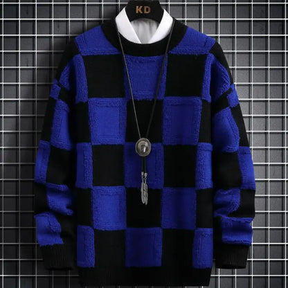 Fall/Winter Mens Brand Pullovers Sweaters High Quality Thick Warm Cashmere Sweater Men Luxury Plaid Pull Homme 2024