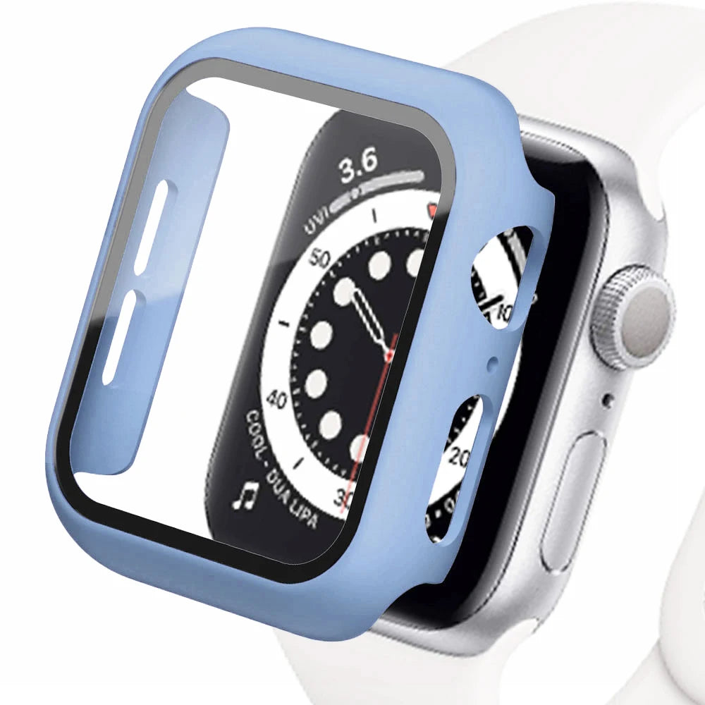Displayschutzfolie aus gehärtetem Glas+Abdeckung für Apple Watch Zubehör 45mm 41mm 44mm 40mm 42mm Displayschutzfolie Apple Watch Hülle Serie 9 4 5 6 SE 7 8