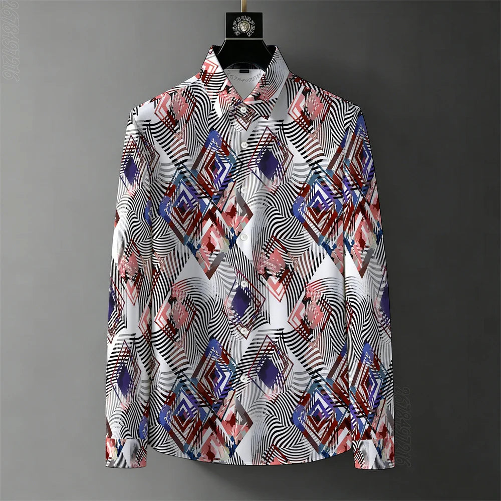 Teglex Men's Wrinkle-Free Color-Block Long Sleeve Shirt