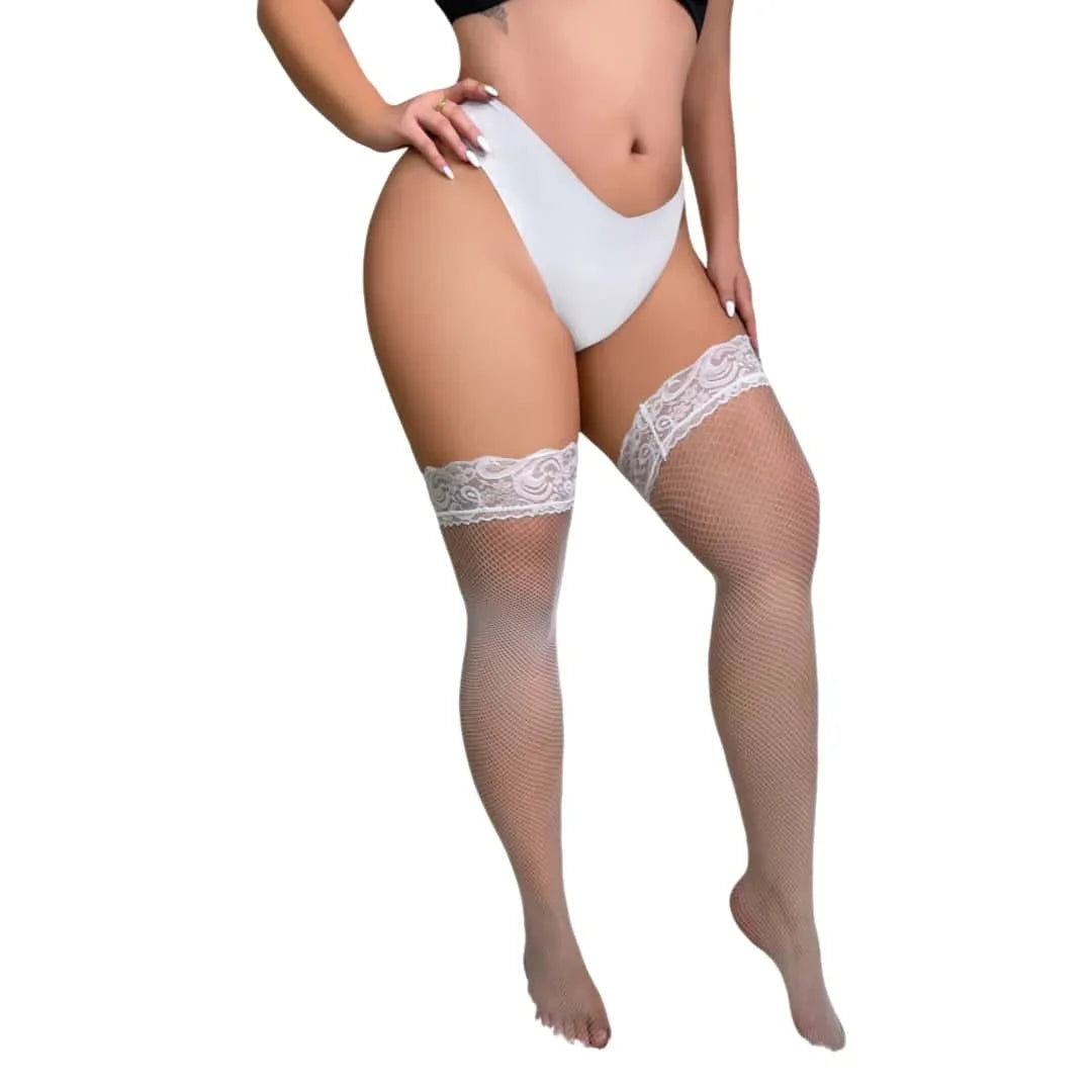 Plus Large Size Lace Mesh Fishnet Long socks Stockings for Women XXL Extra Tights Stretch Comfortable Fashion Legwear Hosiery XL
