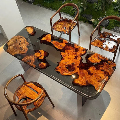 Teglex Epoxy Crystal Coffee Table | Live-Edge Solid Walnut & Rosewood
