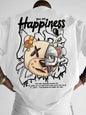 2025 New Men's Personalized Graffiti Bear Letter Printed Breathable and Comfortable Round Neck T-shirt Outdoor High Street Top