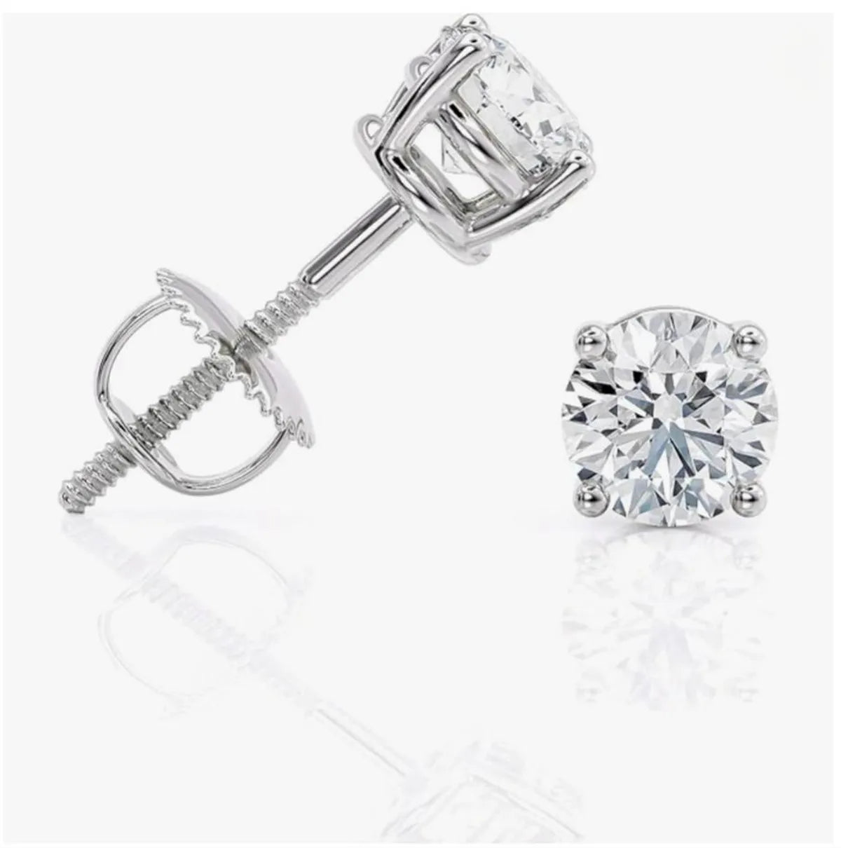 Diamond stud earrings on a white background