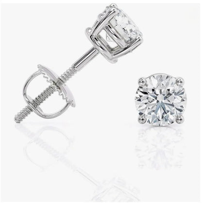 Diamond stud earrings on a white background