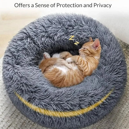 40-90cm Rundes Haustierbett für große Hunde Super Weiches Katzenbett Langes Plüsch Hundebett für mittlere Hunde Winter Warmes Schlafplatz