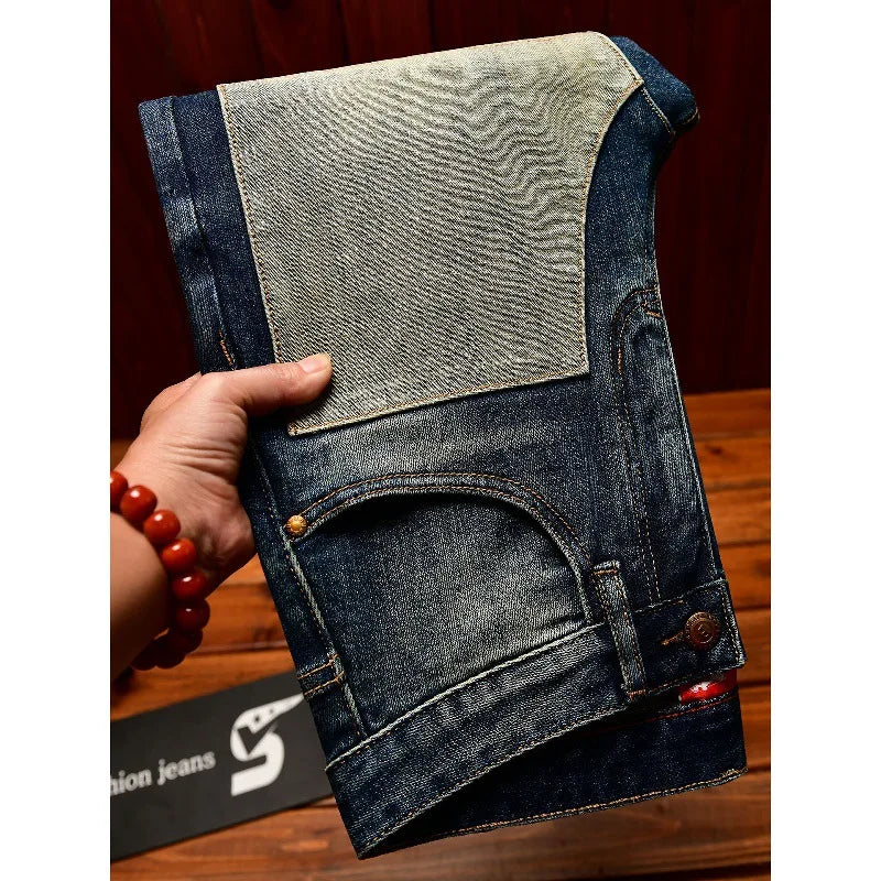 Men's Vintage Patchwork Jeans – Slim Street Style