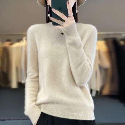 Cashmere sweater women's sweater in autumn and winter 100% merino wool fashion O-neck autumn warm pullover top