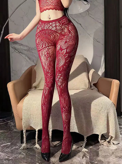 Lace Mesh Floral Stocking Tights | Women Pantyhose