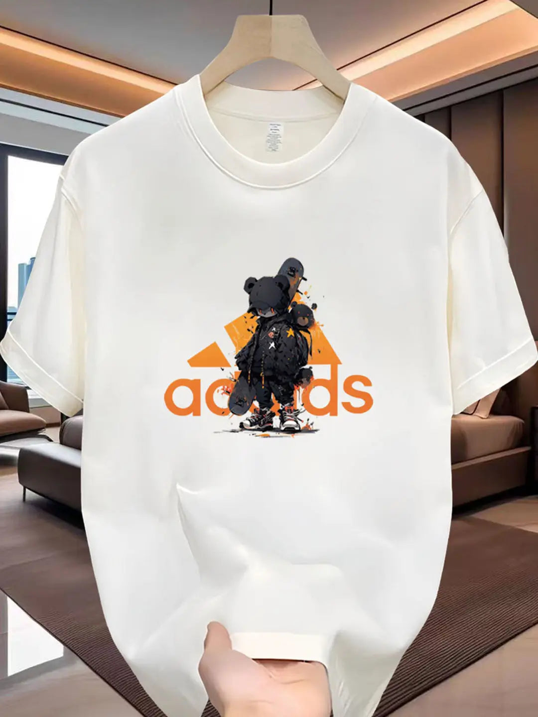 Grafikdruck Baumwoll-T-Shirt für Herren und Damen, leger, atmungsaktiv, Kleidung für die Familie, Rundhals, Kurzarm-Oberteil