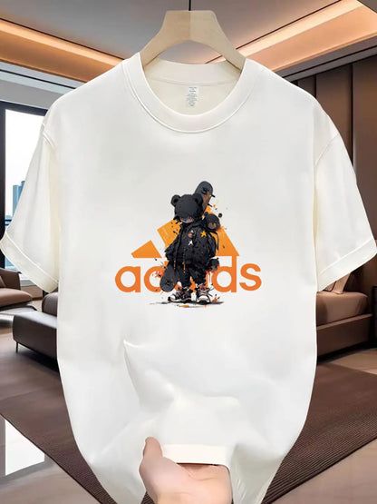 Grafikdruck Baumwoll-T-Shirt für Herren und Damen, leger, atmungsaktiv, Kleidung für die Familie, Rundhals, Kurzarm-Oberteil
