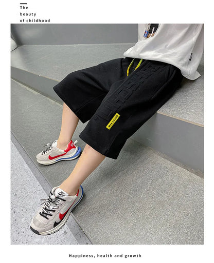 Kinder-Shorts, Sommerkleidung, locker, bequem, atmungsaktiv, Fünfviertelhosen, Jungen-Freizeitsporthosen für draußen