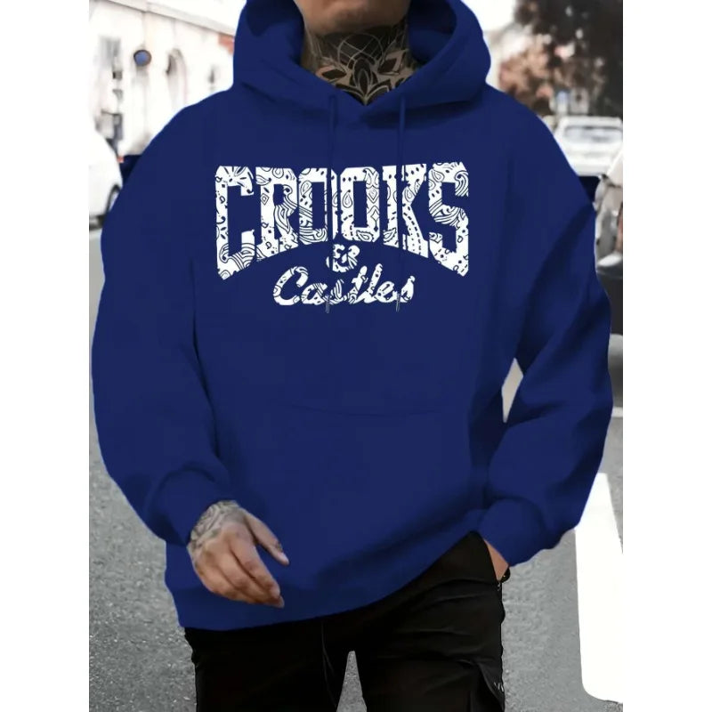 [Crooks & Castles | Graphic] Crooks & Castles 1-teiliger Grafik-Hoodie für Herren | Lässiges Polyester-Sweatshirt mit leichtem Stretchanteil